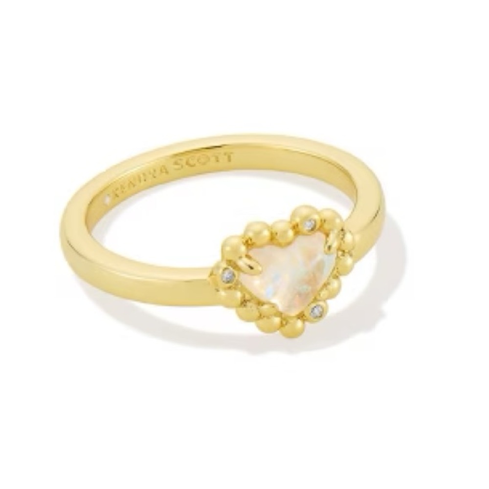Kendra Scott Anna Framed Band Ring - White/Gold. Size 7